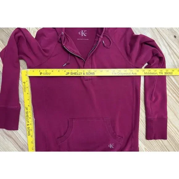 Women's Calvin Klein Lightweight Maroon Hoodie Sz S - Picture 14 of 14